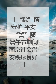“粽”情守护 平安“警”随 端午节期间南京社会治安秩序良好