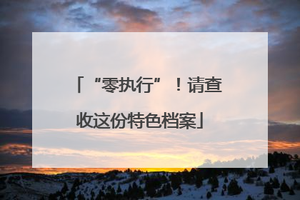 “零执行”！请查收这份特色档案