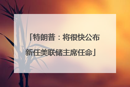 特朗普：将很快公布新任美联储主席任命