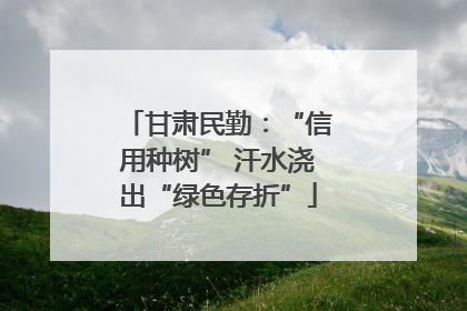 甘肃民勤：“信用种树” 汗水浇出“绿色存折”