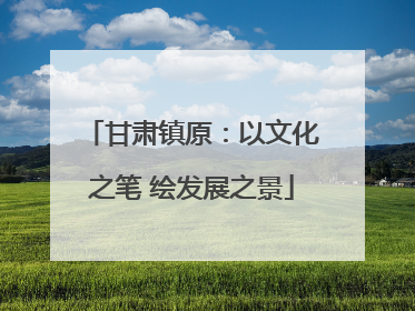 甘肃镇原：以文化之笔 绘发展之景