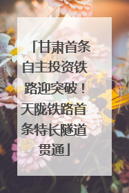 甘肃首条自主投资铁路迎突破！天陇铁路首条特长隧道贯通