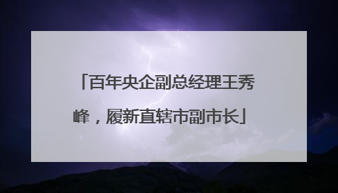 百年央企副总经理王秀峰，履新直辖市副市长