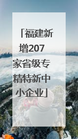 福建新增207家省级专精特新中小企业