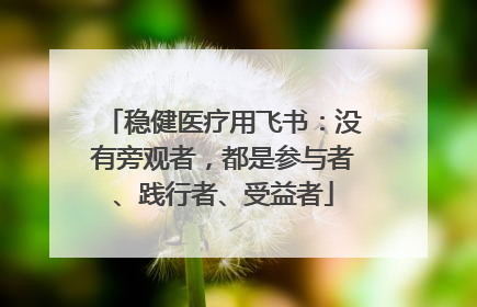 稳健医疗用飞书：没有旁观者，都是参与者、践行者、受益者