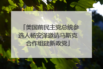 美国前民主党总统参选人杨安泽邀请马斯克合作组建新政党