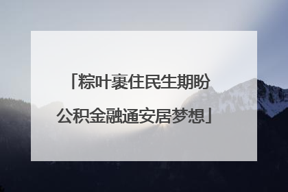 粽叶裹住民生期盼 公积金融通安居梦想