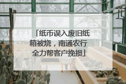 纸币误入废旧纸箱被烧，南通农行全力帮客户挽损