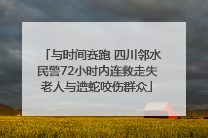 与时间赛跑 四川邻水民警72小时内连救走失老人与遭蛇咬伤群众