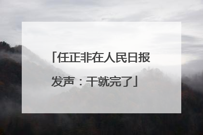 任正非在人民日报发声：干就完了
