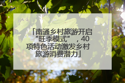 南通乡村旅游开启“旺季模式”，40项特色活动激发乡村旅游消费潜力
