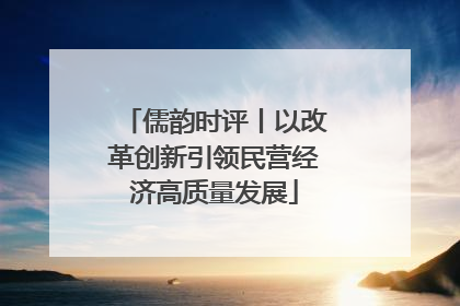 儒韵时评丨以改革创新引领民营经济高质量发展