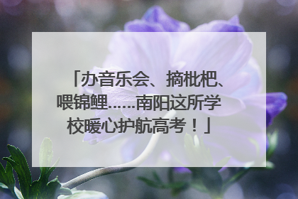 办音乐会、摘枇杷、喂锦鲤……南阳这所学校暖心护航高考！
