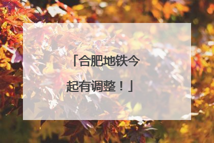 合肥地铁今起有调整！