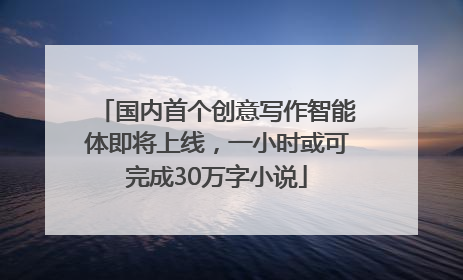 国内首个创意写作智能体即将上线，一小时或可完成30万字小说