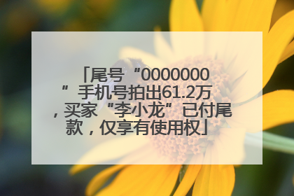 尾号“0000000”手机号拍出61.2万，买家“李小龙”已付尾款，仅享有使用权