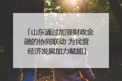 山东通过加强财政金融的协同联动 为民营经济发展加力赋能
