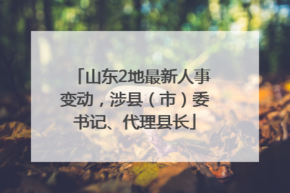 山东2地最新人事变动，涉县（市）委书记、代理县长