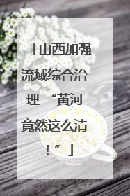 山西加强流域综合治理 “黄河竟然这么清！”