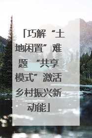 巧解“土地闲置”难题 “共享模式”激活乡村振兴新动能