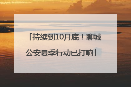 持续到10月底！聊城公安夏季行动已打响