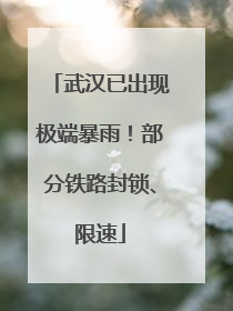 武汉已出现极端暴雨！部分铁路封锁、限速