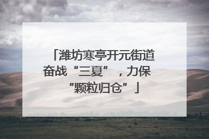 潍坊寒亭开元街道奋战“三夏”，力保“颗粒归仓”