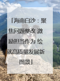 海南白沙：聚焦问题整改 激励担当作为 绘就高质量发展新图景