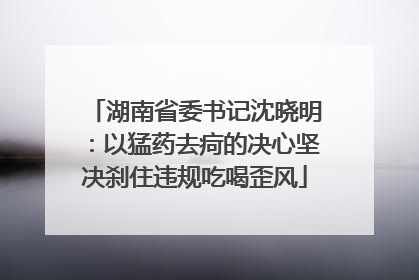 湖南省委书记沈晓明：以猛药去疴的决心坚决刹住违规吃喝歪风