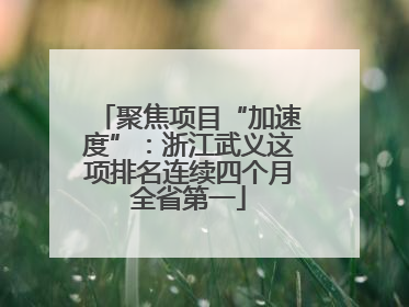聚焦项目“加速度”：浙江武义这项排名连续四个月全省第一
