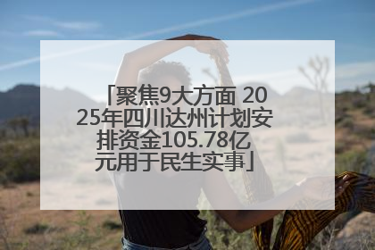 聚焦9大方面 2025年四川达州计划安排资金105.78亿元用于民生实事