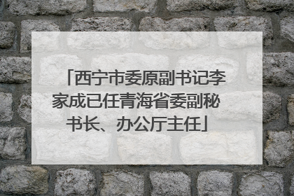 西宁市委原副书记李家成已任青海省委副秘书长、办公厅主任