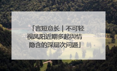言短意长｜不可轻视凤阳近期多起舆情隐含的深层次问题