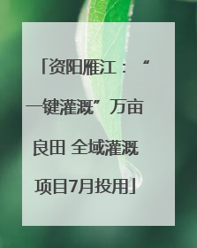 资阳雁江：“一键灌溉”万亩良田 全域灌溉项目7月投用