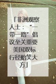 非洲观察人士：“一带一路”倡议至关重要 美国双标行径贻笑大方