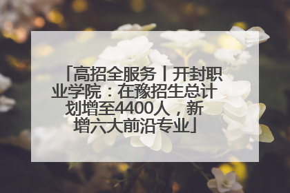 高招全服务丨开封职业学院：在豫招生总计划增至4400人，新增六大前沿专业