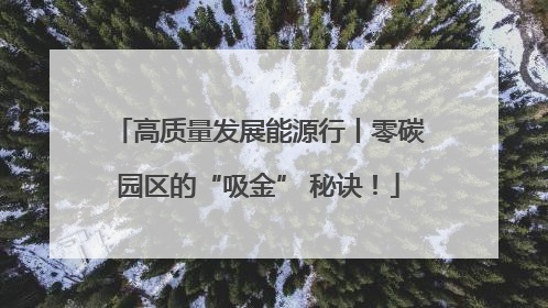高质量发展能源行丨零碳园区的“吸金” 秘诀！