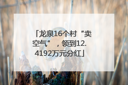 龙泉16个村“卖空气”，领到12.4192万元分红