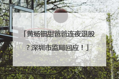 黄杨钿甜爸爸连夜退股？深圳市监局回应！