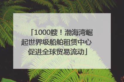 1000艘！渤海湾崛起世界级船舶租赁中心 促进全球贸易流动