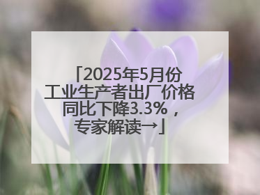 2025年5月份工业生产者出厂价格同比下降3.3%，专家解读→