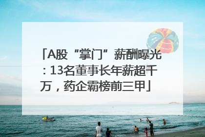 A股“掌门”薪酬曝光：13名董事长年薪超千万，药企霸榜前三甲